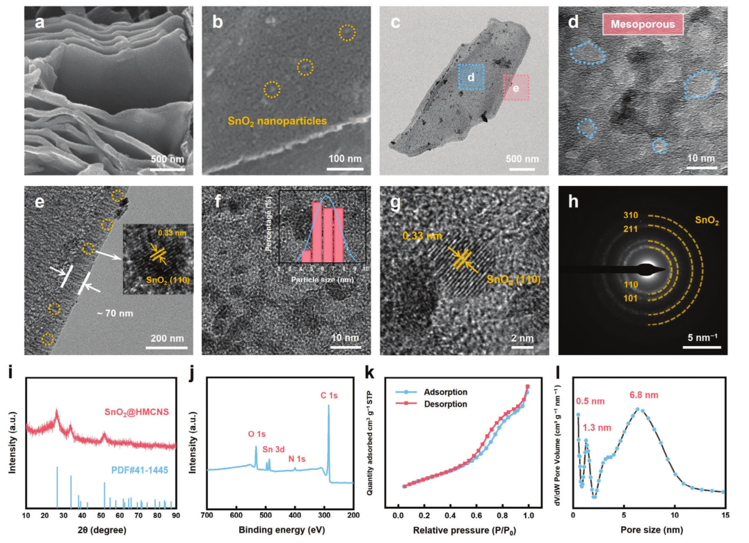 SnO?@HMCNS的SEM圖像 SnO?@HMCNS的SEM圖像